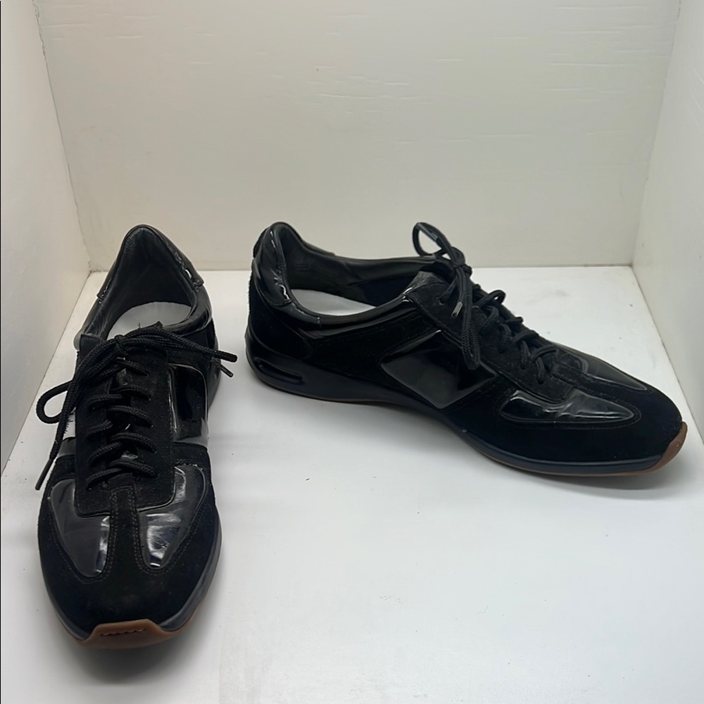 Cole Haan Nike Air Black Leather Lace up Sneakers Shoes 9 AA